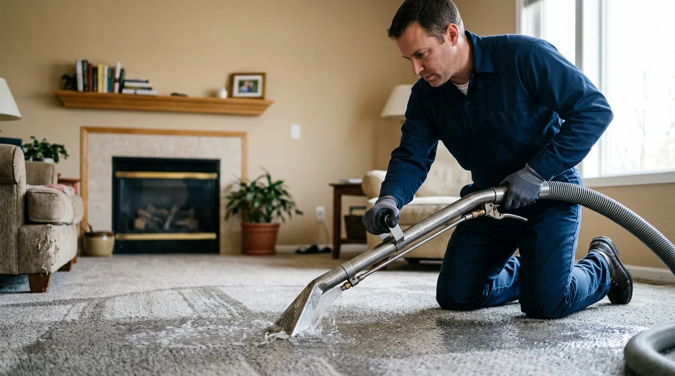 Water damage restoration technician working near Landisville, NJ